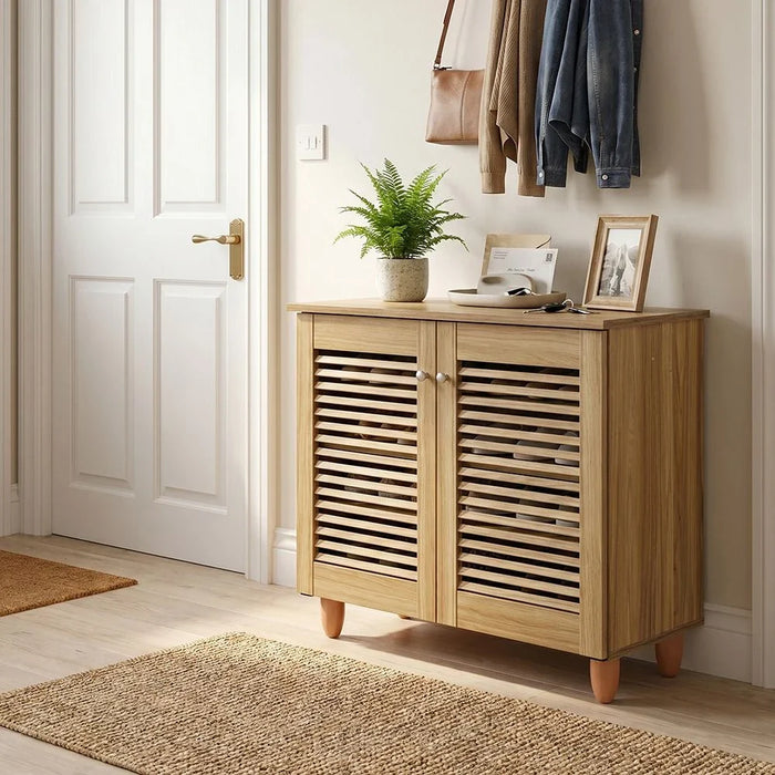 Niva 2 Door Shoe Cabinet For 12 Pairs - Oak