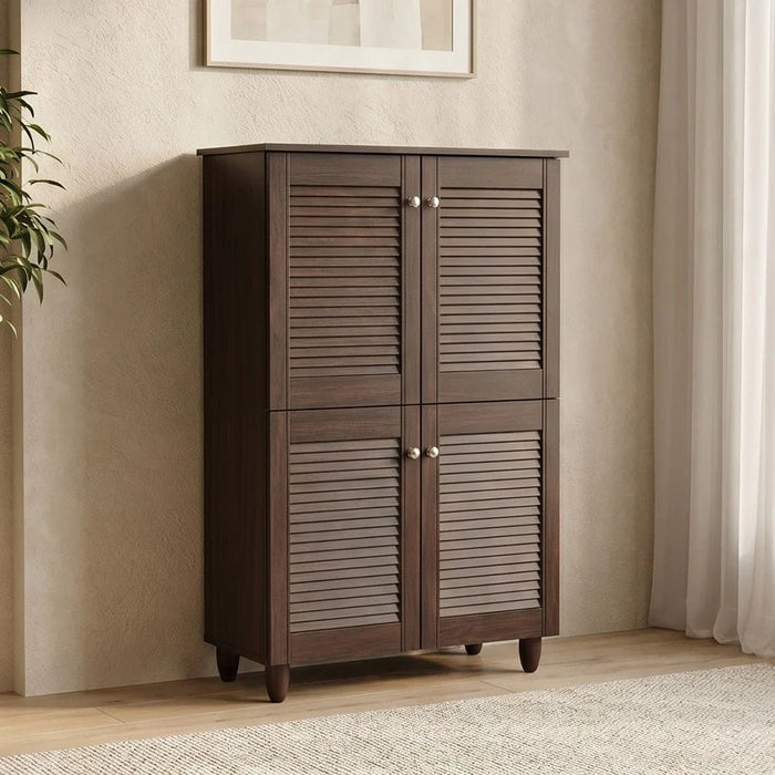 Niva 4 Door Shoe Cabinet For 18 Pairs - Walnut