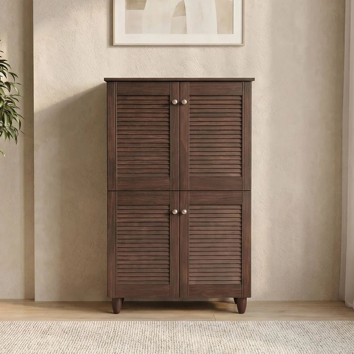 Niva 4 Door Shoe Cabinet For 18 Pairs - Walnut