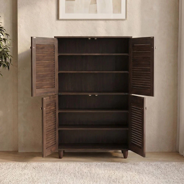 Niva 4 Door Shoe Cabinet For 18 Pairs - Walnut