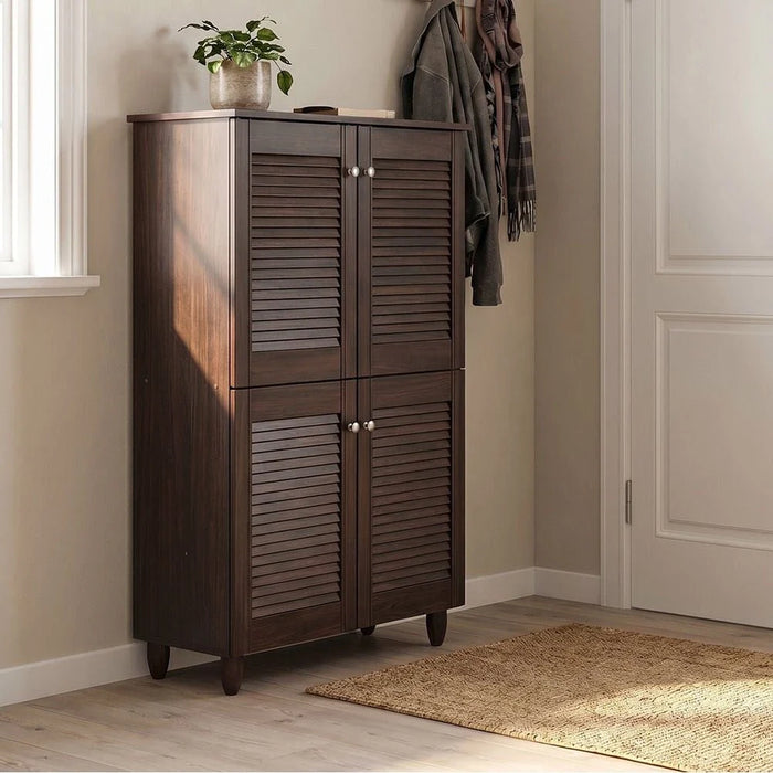 Niva 4 Door Shoe Cabinet For 18 Pairs - Walnut
