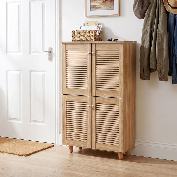 Niva 4 Door Shoe Cabinet For 18 Pairs - Oak