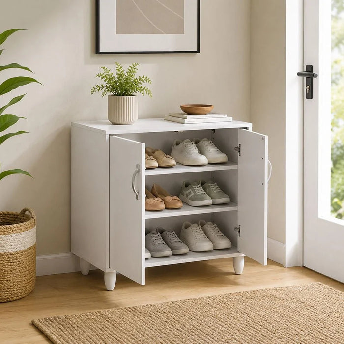 Viar 9-Pair Shoe Cabinet- White-With 2-Year Warranty