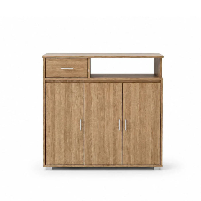 Beak 3 Door & 1 Drawer Shoe Cabinet For 20 Pairs - Dark Oak