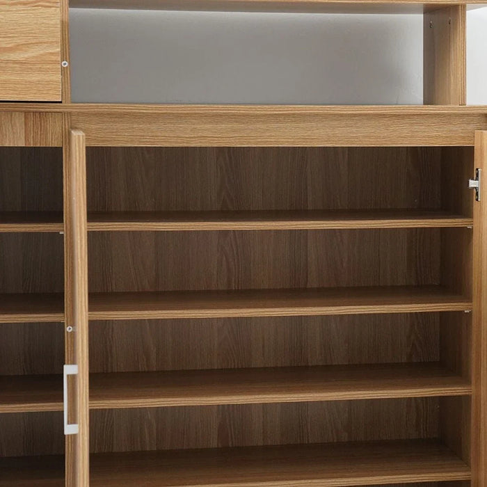 Beak 3 Door & 1 Drawer Shoe Cabinet For 20 Pairs - Dark Oak
