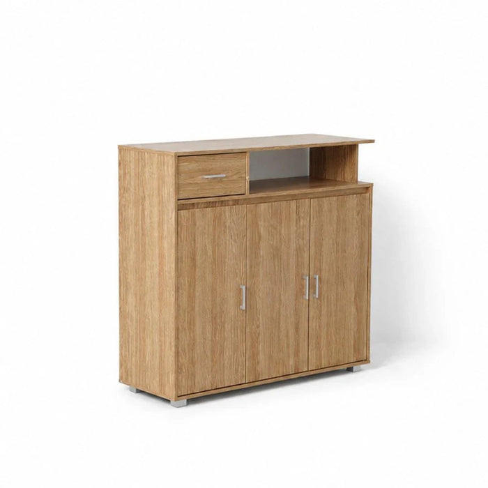 Beak 3 Door & 1 Drawer Shoe Cabinet For 20 Pairs - Dark Oak