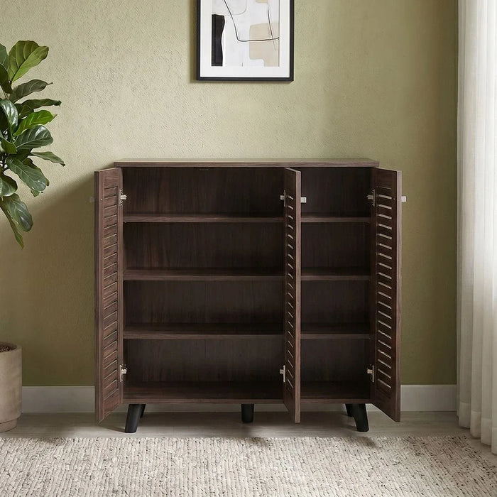 Alfa 3 Door Shoe Cabinet For 14 Pairs- Walnut