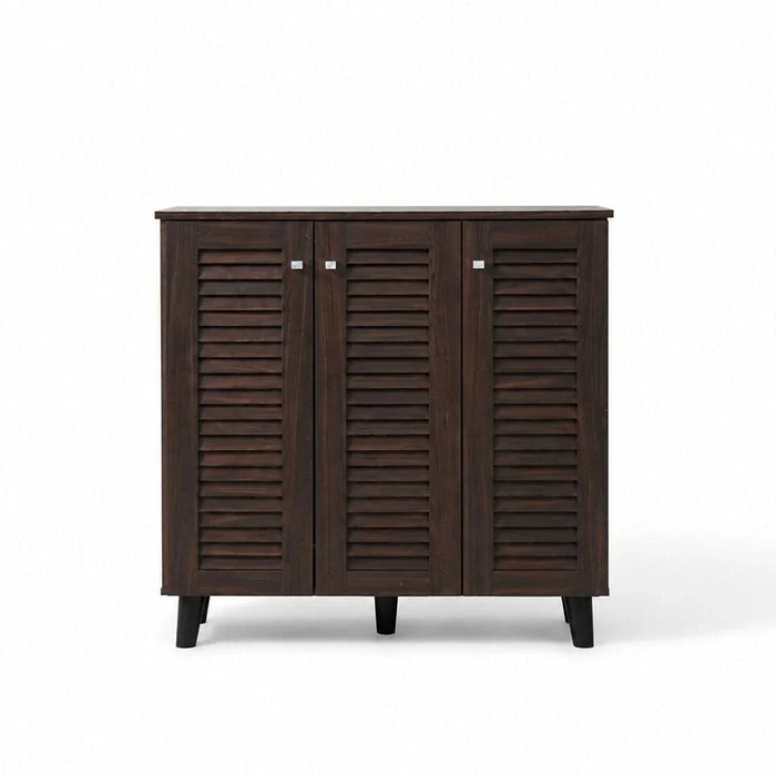 Alfa 3 Door Shoe Cabinet For 14 Pairs- Walnut
