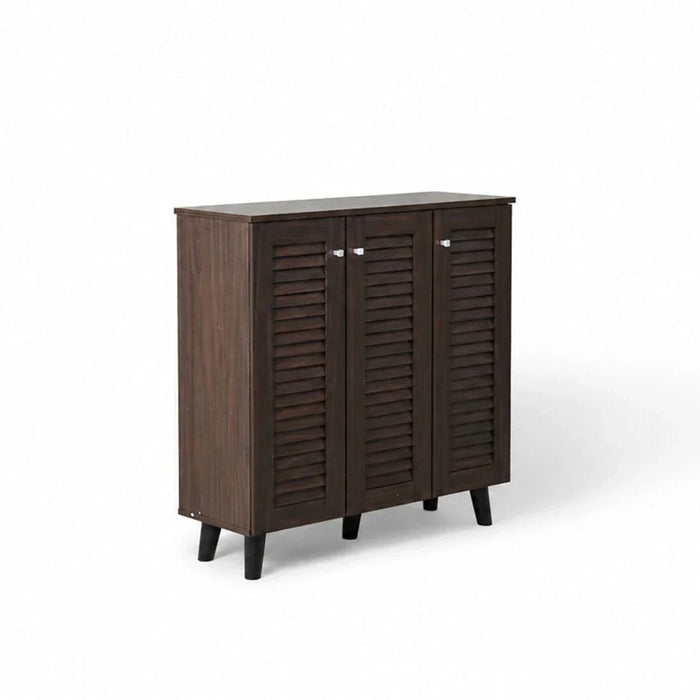 Alfa 3 Door Shoe Cabinet For 14 Pairs- Walnut