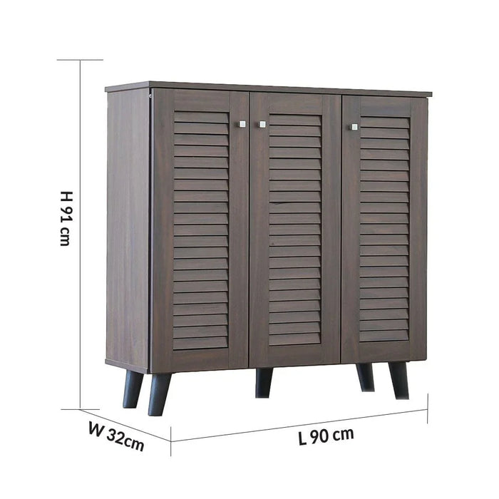 Alfa 3 Door Shoe Cabinet For 14 Pairs- Walnut