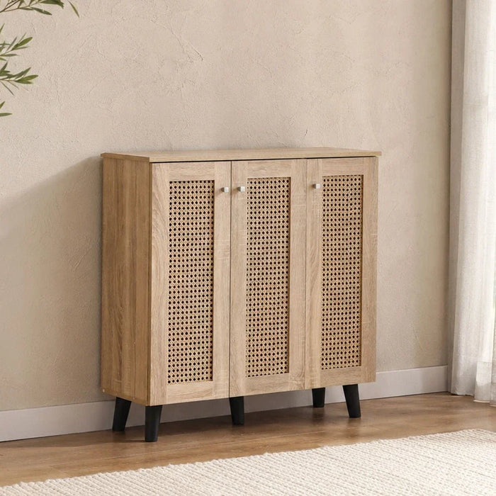Lacey 3-Door Shoe Cabinet-Sonoma Oak-With 2-Year Warranty