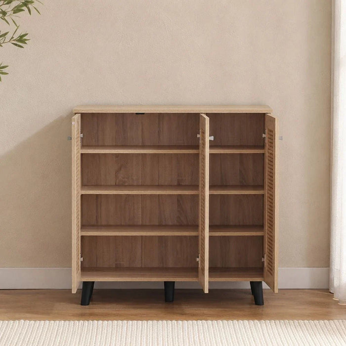 Lacey 3-Door Shoe Cabinet-Sonoma Oak-With 2-Year Warranty