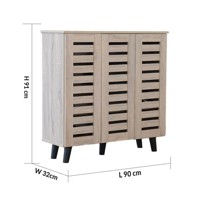 Jax 3 Door Shoe Cabinet For 14 Pairs - Sonoma Oak