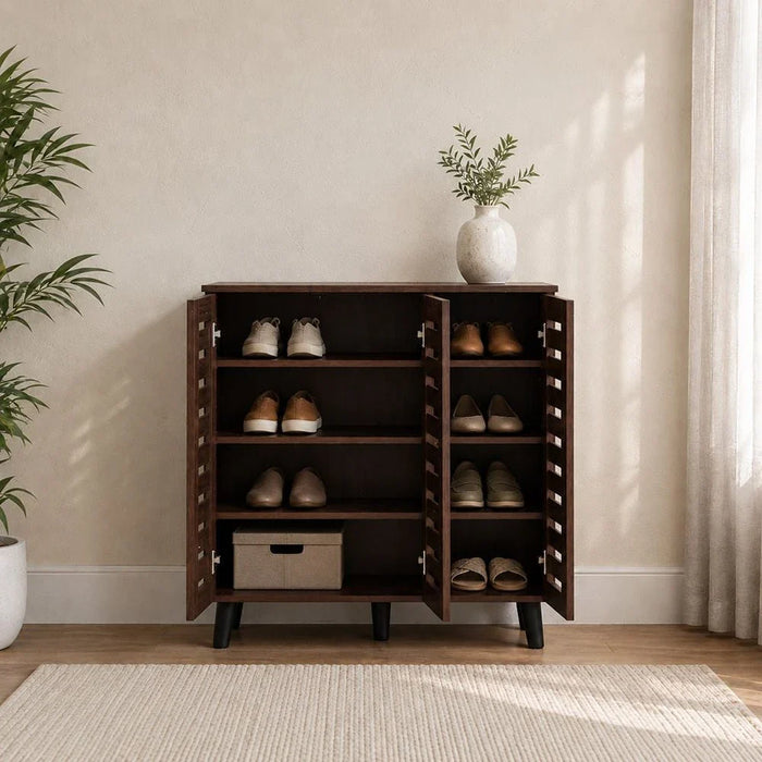 Jax 3 Door Shoe Cabinet For 14 Pairs - Walnut