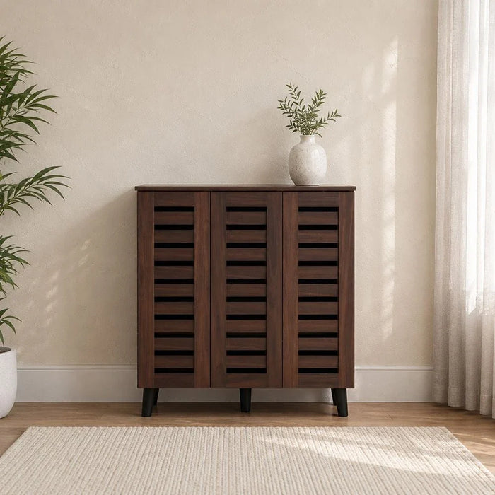 Jax 3 Door Shoe Cabinet For 14 Pairs - Walnut