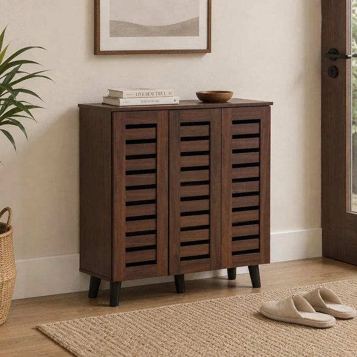 Jax 3 Door Shoe Cabinet For 14 Pairs - Walnut