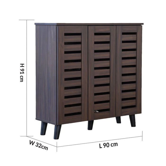 Jax 3 Door Shoe Cabinet For 14 Pairs - Walnut