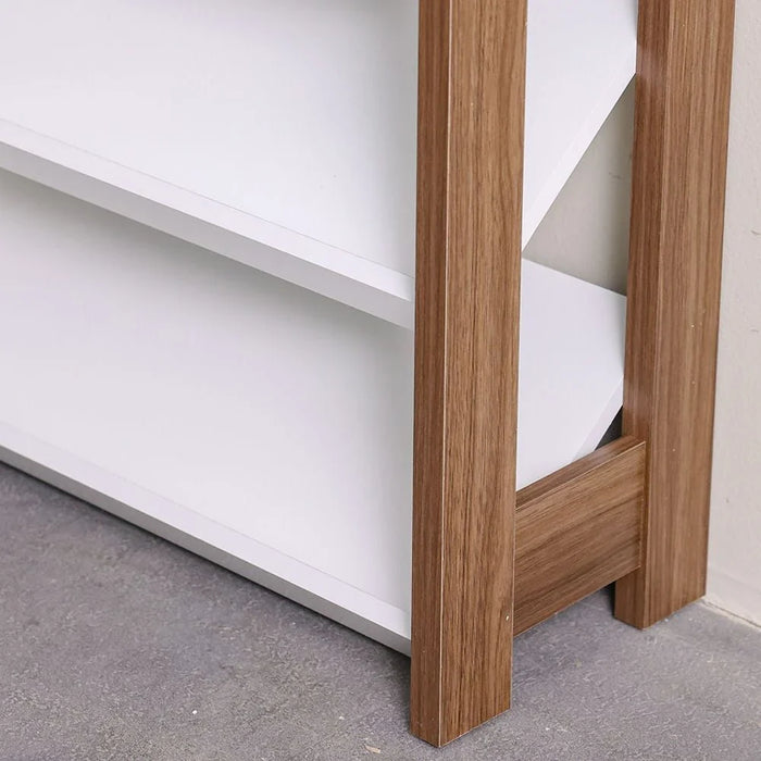 Lean 4-Tier Shoe Cabinet - 12 Pairs - White/Walnut - With 2-Year Warranty