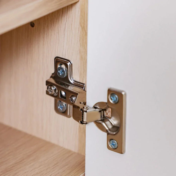 Barbados 15-Pair Shoe Cabinet with Open Shelves & Hooks-White/Oak-With 2-Year Warranty