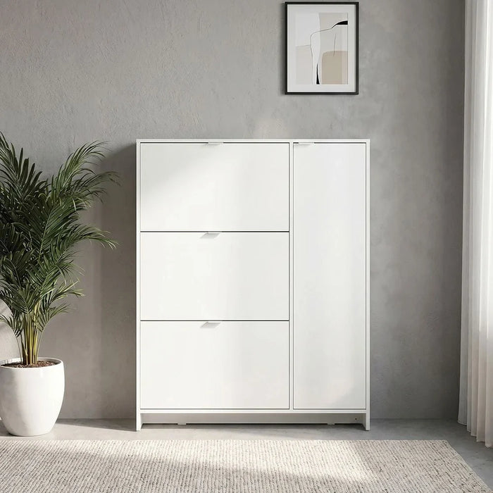 Apia 24-Pair Shoe Cabinet - White - With 2-Year Warranty