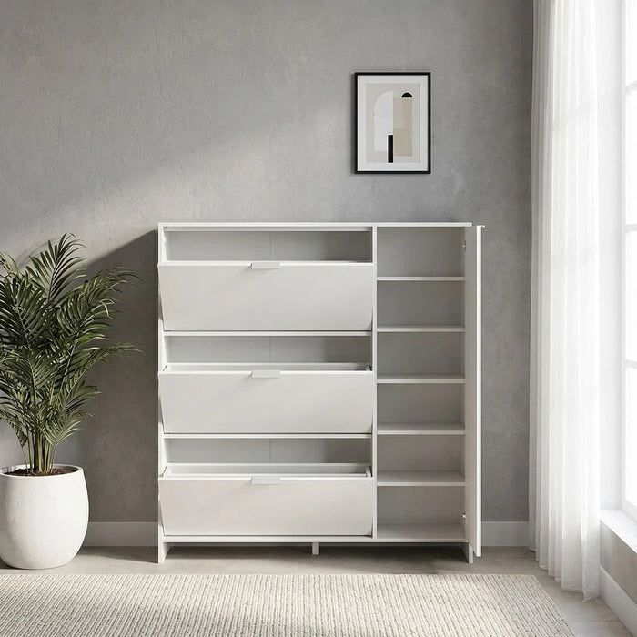 Apia 24-Pair Shoe Cabinet - White - With 2-Year Warranty