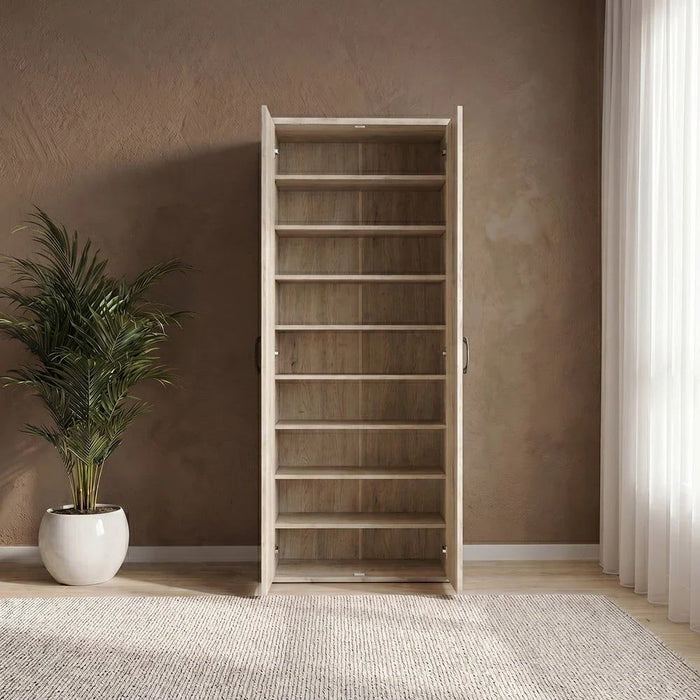 Fortney 2-Door Tall Shoe Cabinet - 32 Pairs - White Wash - With 2-Year Warranty