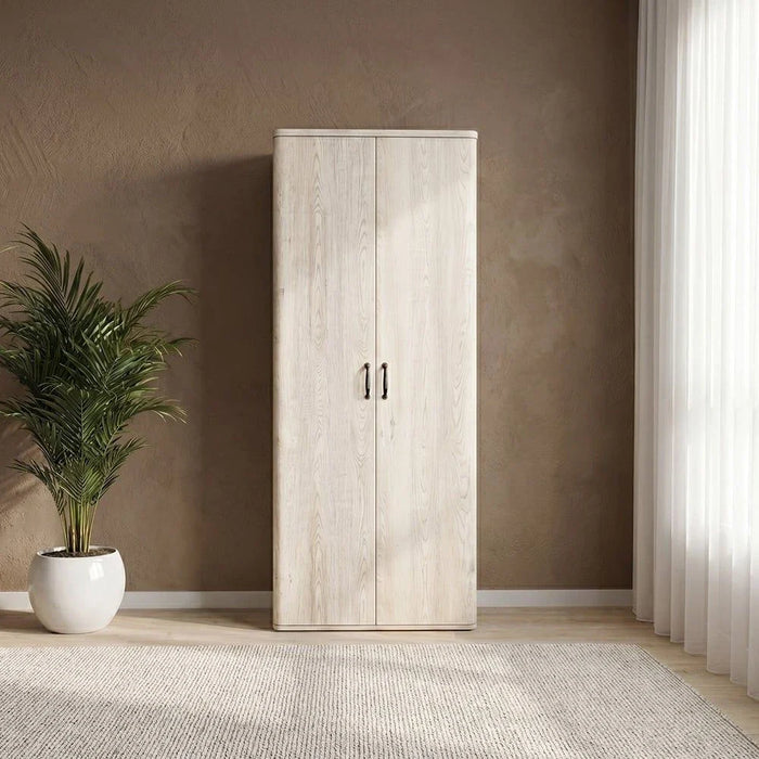 Fortney 2-Door Tall Shoe Cabinet - 32 Pairs - White Wash - With 2-Year Warranty