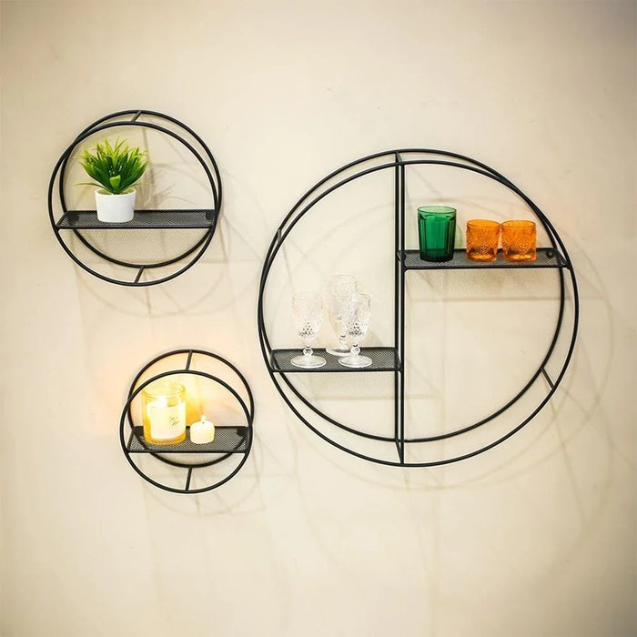 Lexy Set of 3 Circle Shape Wall Shelf - Grey - With 2-Year Warranty