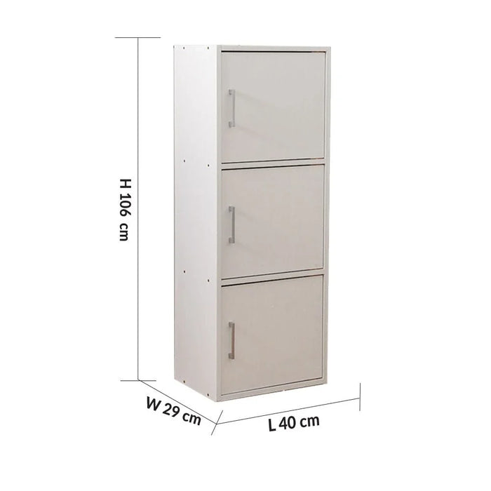 Carlotta 3-Door Storage Cabinet - White - With 2-Year Warranty