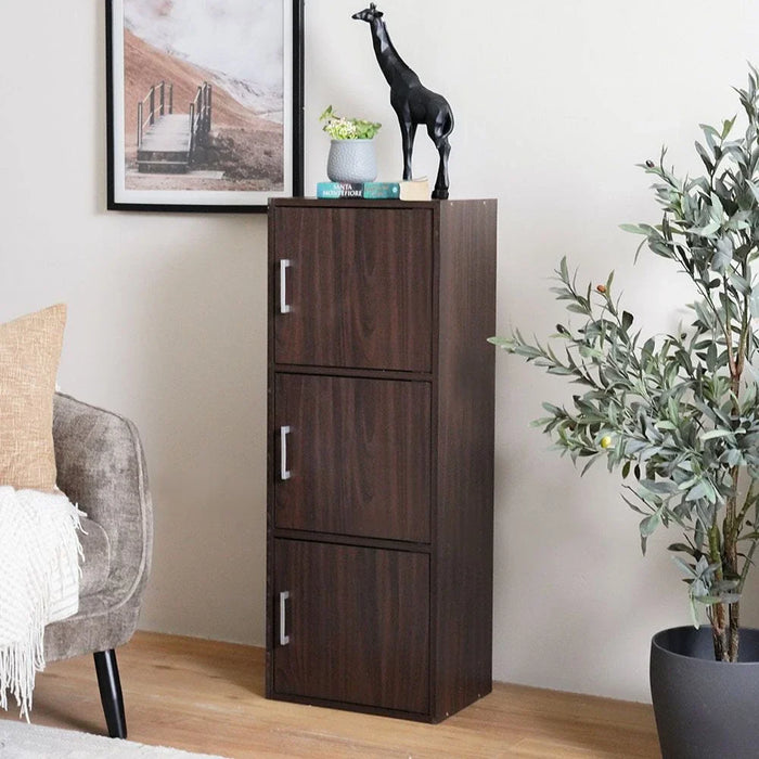 Carlotta 3-Door Storage Cabinet-Walnut-With 2-Year Warranty