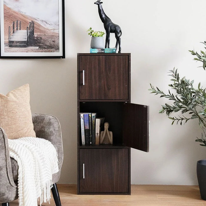 Carlotta 3-Door Storage Cabinet-Walnut-With 2-Year Warranty