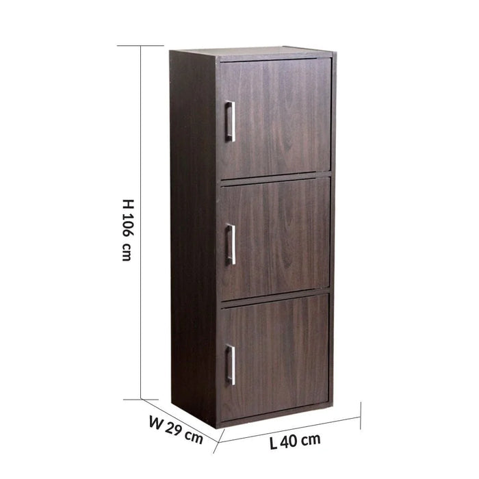 Carlotta 3-Door Storage Cabinet-Walnut-With 2-Year Warranty