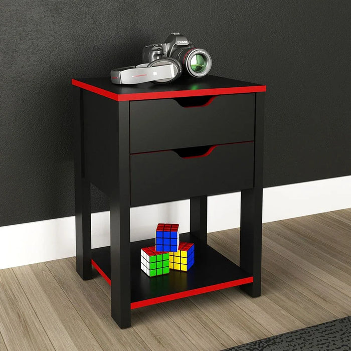 Atlaz Storage Cabinet with 2 Drawers-Red/Black-With 2-Year Warranty