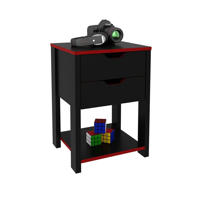 Atlaz Storage Cabinet with 2 Drawers-Red/Black-With 2-Year Warranty