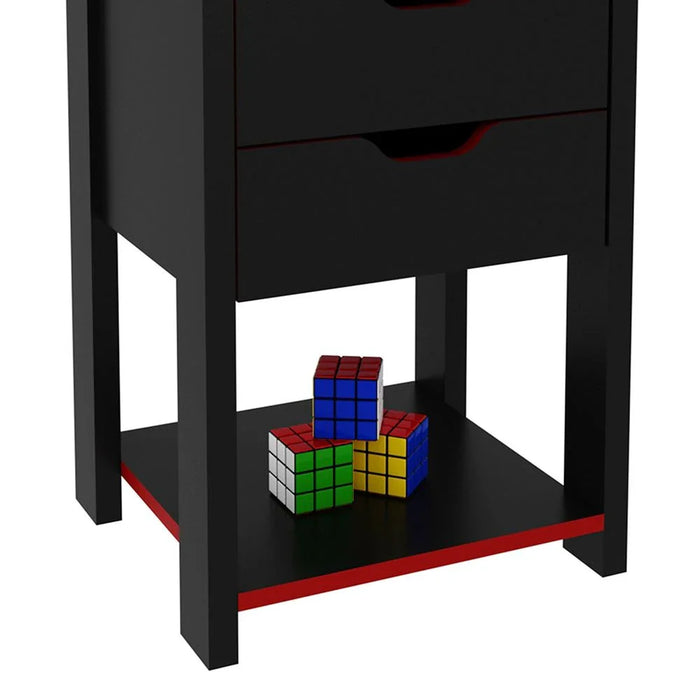Atlaz Storage Cabinet with 2 Drawers-Red/Black-With 2-Year Warranty