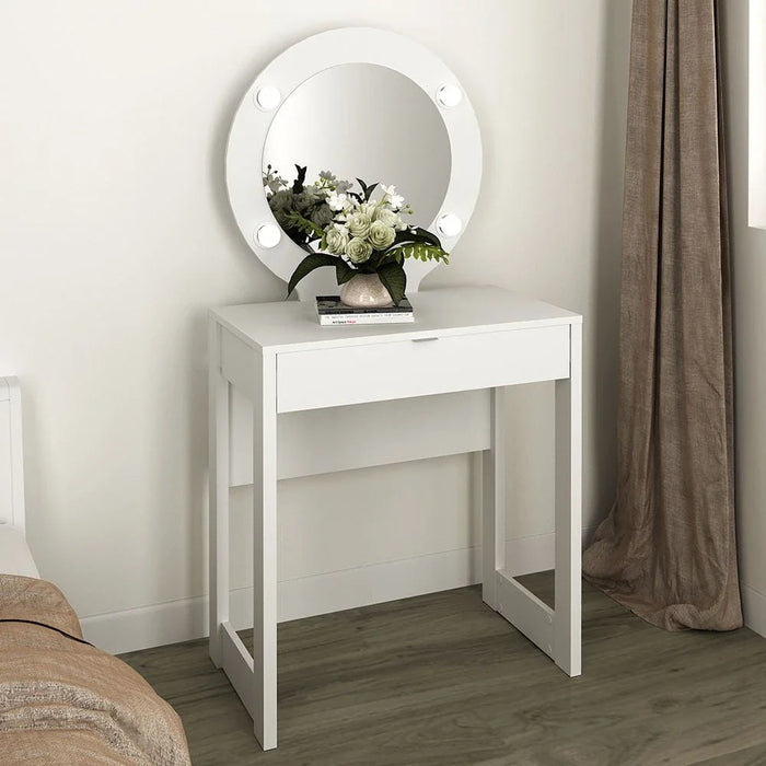 Eldon Dressing Table with Mirror & Drawer- White-With 2-Year Warranty