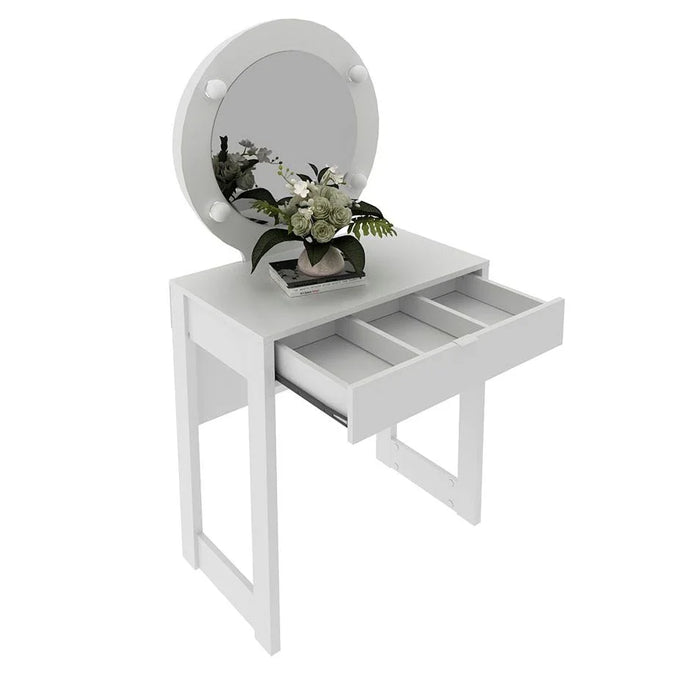 Eldon Dressing Table with Mirror & Drawer- White-With 2-Year Warranty