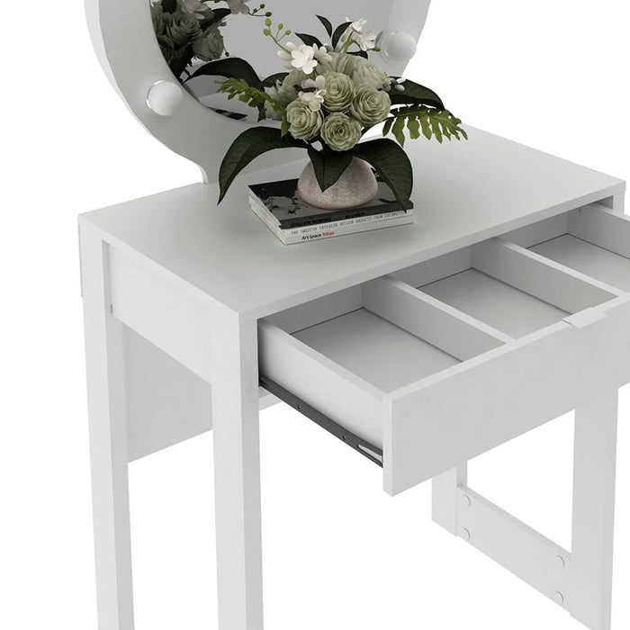 Eldon Dressing Table with Mirror & Drawer- White-With 2-Year Warranty
