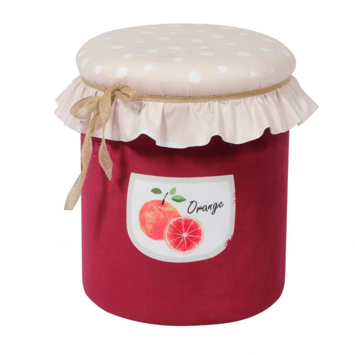 Truzer Round Ottoman-Beige/Maroon-With 2-Year Warranty