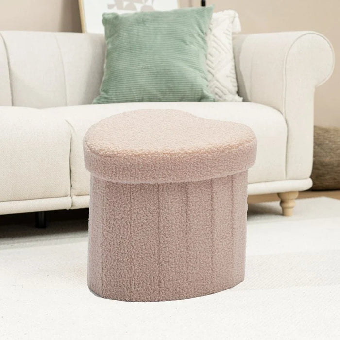 Heart Shaped Ottoman - Pink - With 2-Year Warranty