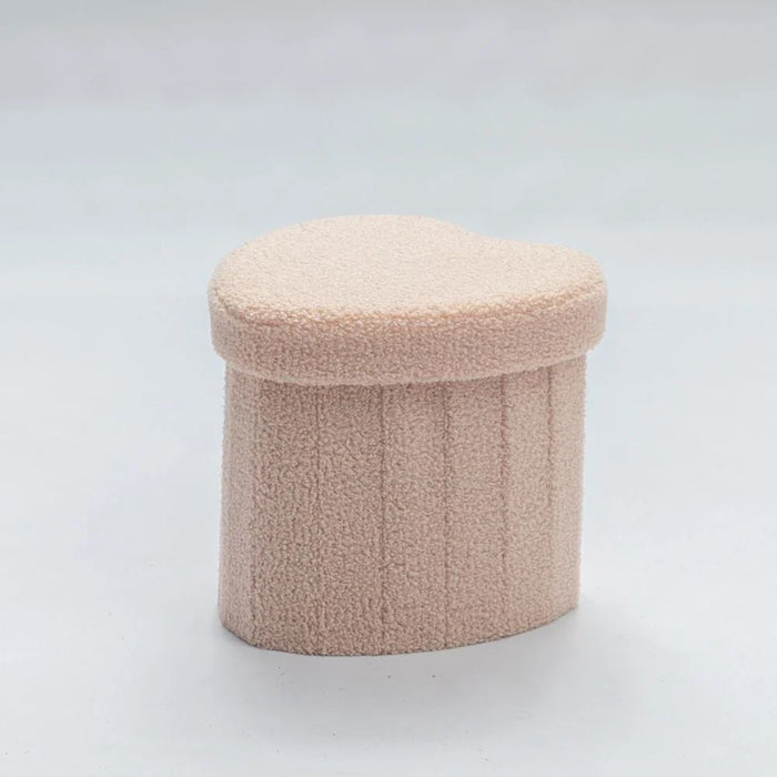 Heart Shaped Ottoman - Pink - With 2-Year Warranty