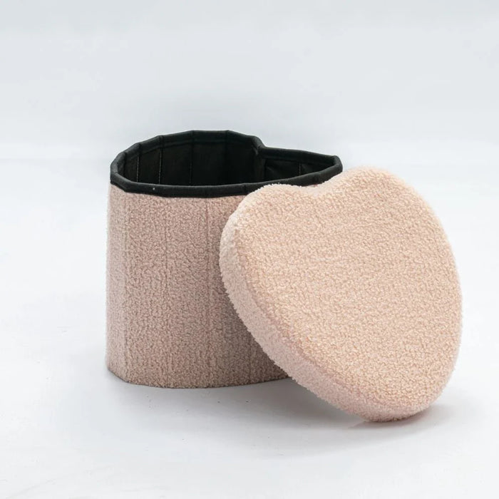 Heart Shaped Ottoman - Pink - With 2-Year Warranty