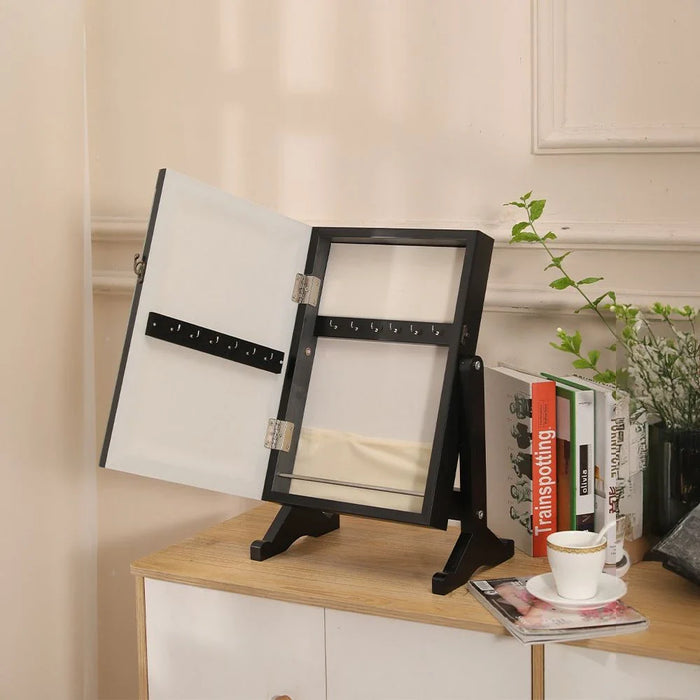Nemya Small Jewelry Cabinet with Mirror-Black-With 2-Year Warranty