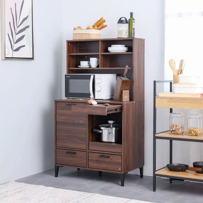 Dakar Multipurpose Cabinet with Hutch _ Walnut/Brown - With 2-Year Warranty