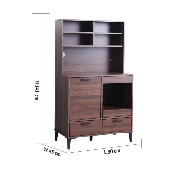 Dakar Multipurpose Cabinet with Hutch _ Walnut/Brown - With 2-Year Warranty
