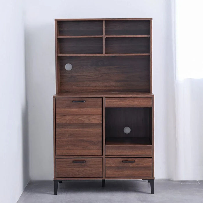 Dakar Multipurpose Cabinet with Hutch _ Walnut/Brown - With 2-Year Warranty