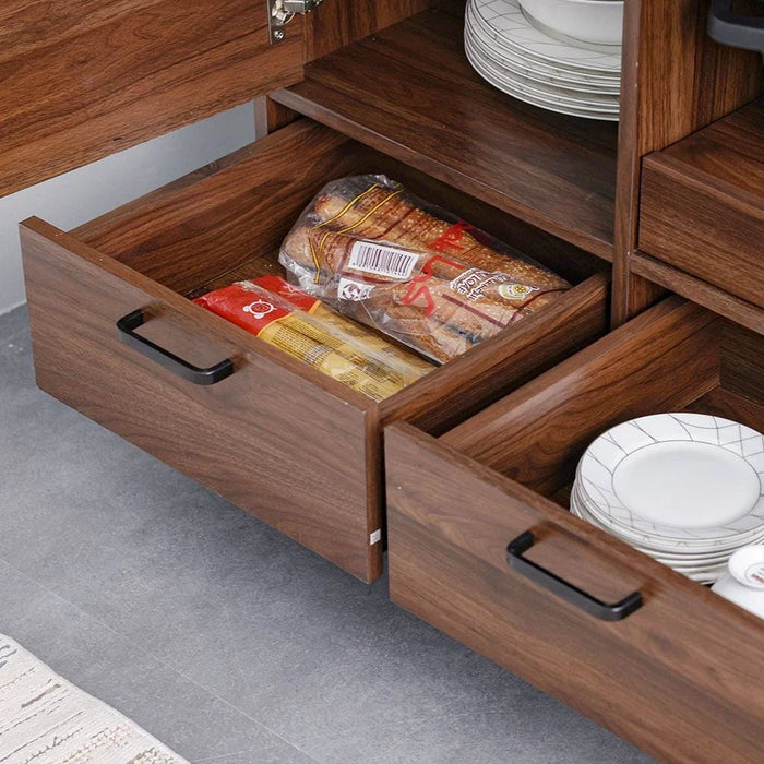 Dakar Multipurpose Cabinet with Hutch _ Walnut/Brown - With 2-Year Warranty