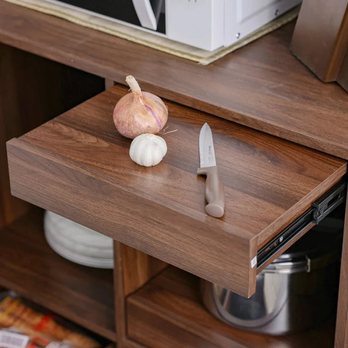 Dakar Multipurpose Cabinet with Hutch _ Walnut/Brown - With 2-Year Warranty