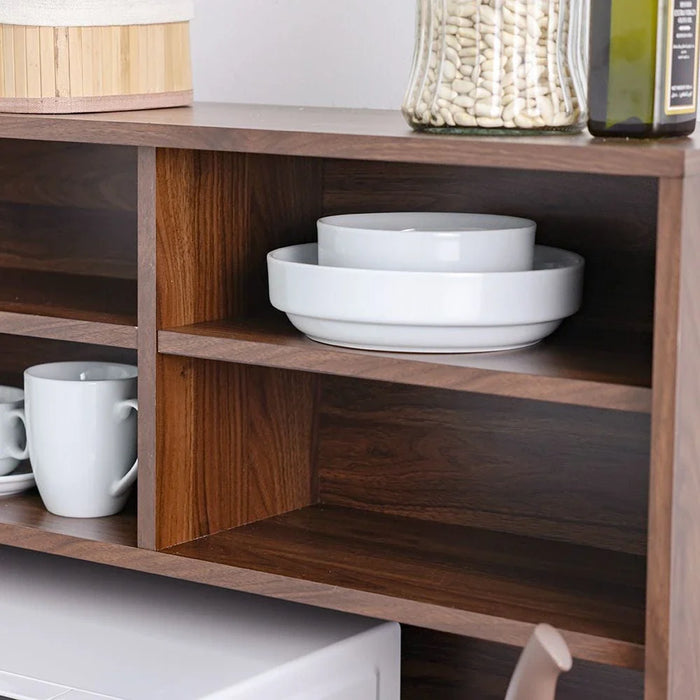 Dakar Multipurpose Cabinet with Hutch _ Walnut/Brown - With 2-Year Warranty