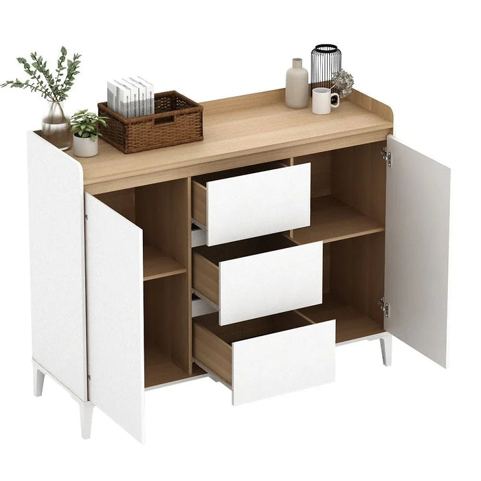 Estonia Multipurpose Cabinet 2 Doors & 3 Drawers - White/Oak - With 2-Year Warranty